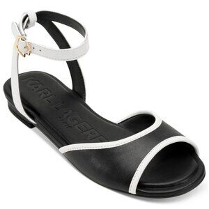 Karl Lagerfeld Paris Women's Cabria Ankle Strap Flat Sandals